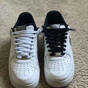 I am selling Air Force 1s they are size 9.5, worn about it 10 times